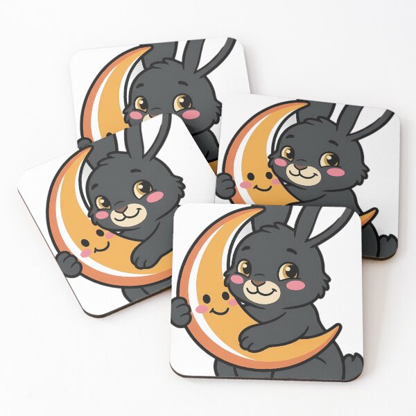 Item preview, Vintage Black Hare and Retro Smiling Moon designed and sold by pumsquare.