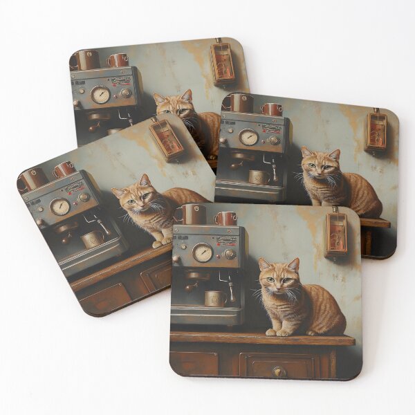 Item preview, Ginger Cat on the Espresso Counter designed and sold by Purrista Studio.