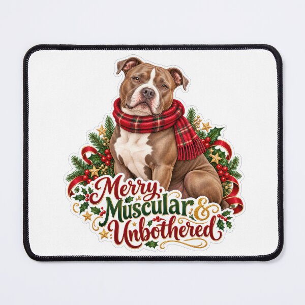 Item preview, Merry Muscular & Unbothered Pit Bull Christmas designed and sold by badburropress.