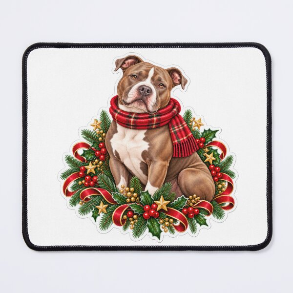 Item preview, Pit Bull Christmas Dog Holiday Watercolor Art designed and sold by badburropress.