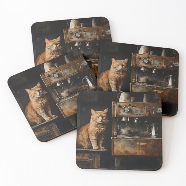 Item preview, Ginger Cat and Rustic Coffee Machine designed and sold by Purrista Studio.