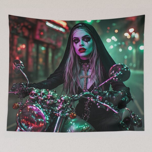Item preview, Dark Goth Biker Nun designed and sold by TheDarkWardrobe.