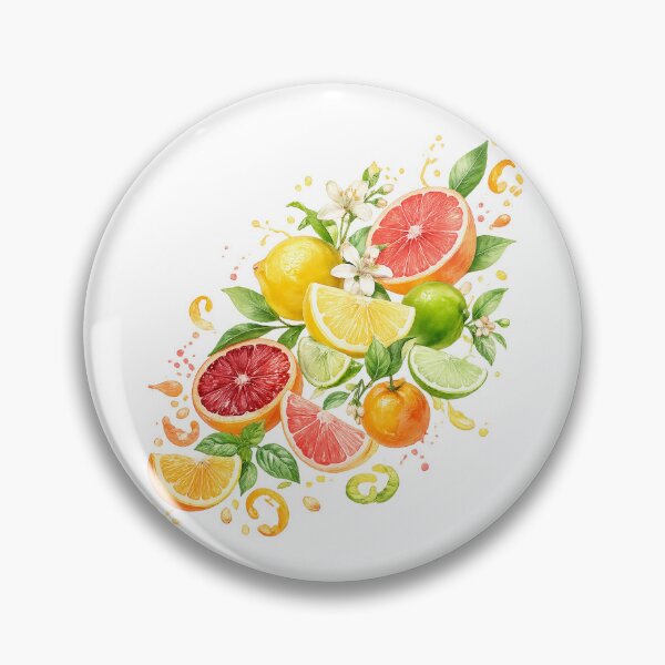 Item preview, Watercolor Citrus Fruit Botanical Lemon Lime Grapefruit Orange Floral Art designed and sold by inkoutninja.