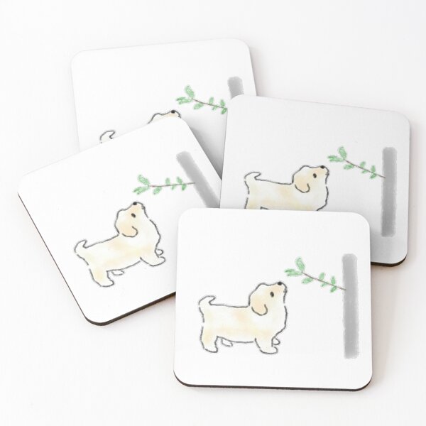 Item preview, Cream Puppy Sniffing Tree Branch designed and sold by raun.draw.