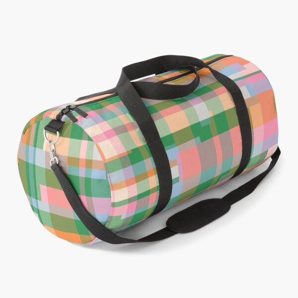 Item preview, Colorful Geometric Deconstructed Madras Plaid Pattern Green Orange Pink Light Blue designed and sold by kierkegaard.