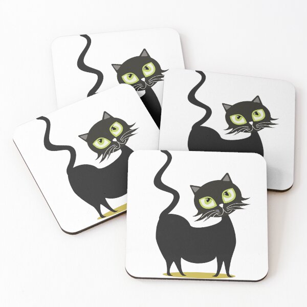 Item preview, Retro Mid-Century Black Cat with Green Eyes designed and sold by Qoyllur.