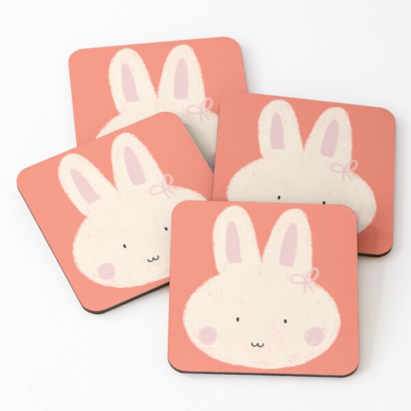 Item preview, Fluffy Bunny Stare Coral Pink Art designed and sold by PeachyyDoodle.