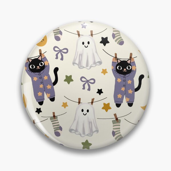 Item preview, Cute Halloween Ghost Cat and Moon Seamless Pattern. designed and sold by i-have-idea.