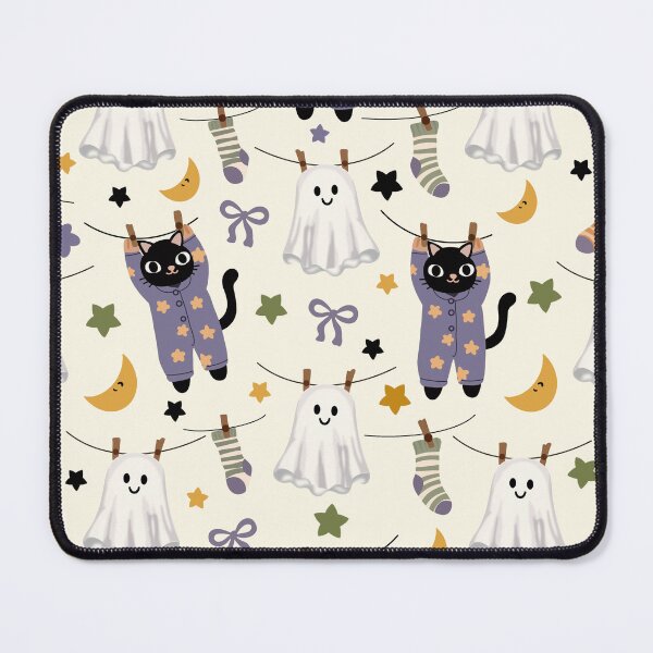 Item preview, Cute Halloween Ghost Cat and Moon Seamless Pattern. designed and sold by i-have-idea.