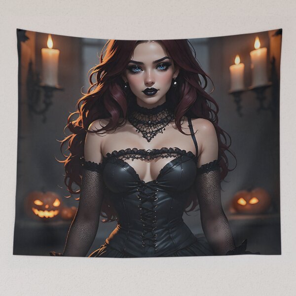 Item preview, Hot Halloween Anime Babe Goth Mommy Waifu Woman designed and sold by Your New Fixation.