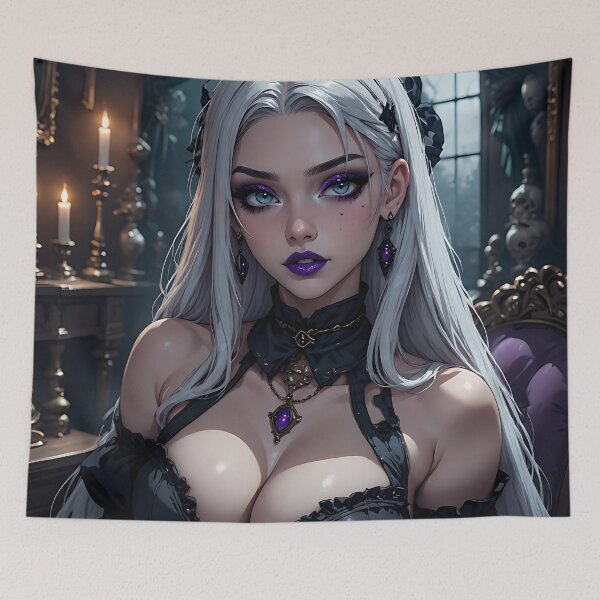 Item preview, Hot Halloween Anime Babe Goth Mommy Waifu Woman designed and sold by Your New Fixation.