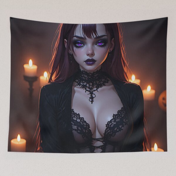 Item preview, Hot Halloween Anime Babe Goth Mommy Waifu Woman designed and sold by Your New Fixation.
