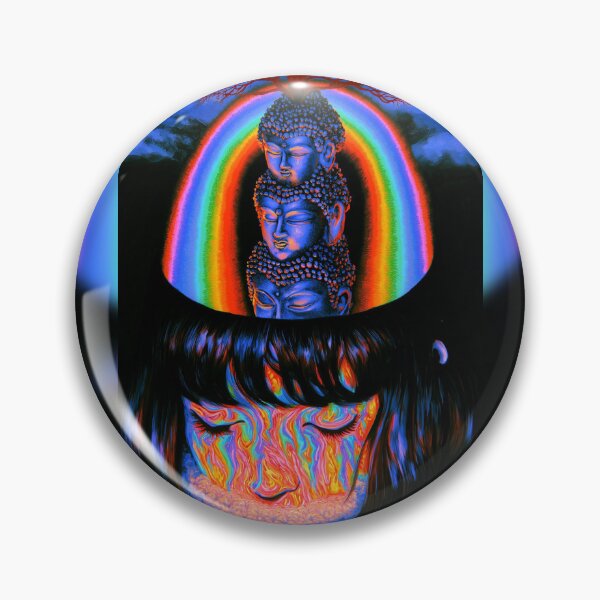 Item preview, Three Buddha Heads Rising Through A Rainbow Portal designed and sold by MongLongStudio.