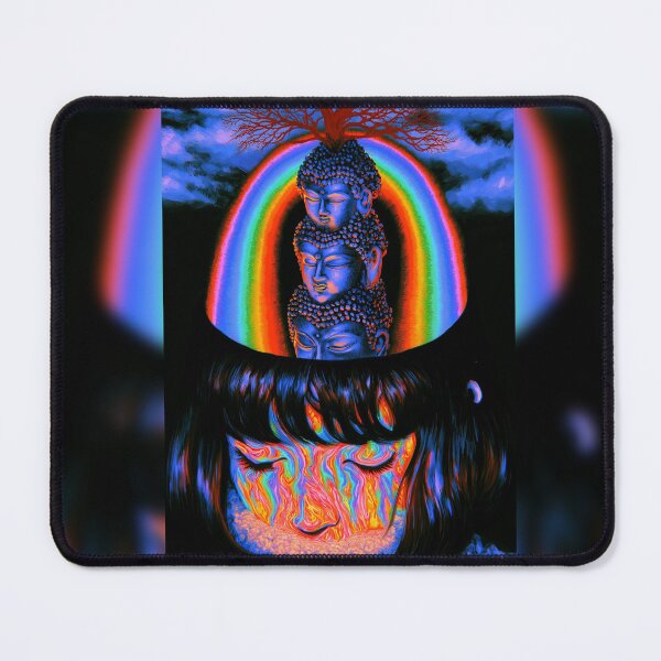 Item preview, Three Buddha Heads Rising Through A Rainbow Portal designed and sold by MongLongStudio.