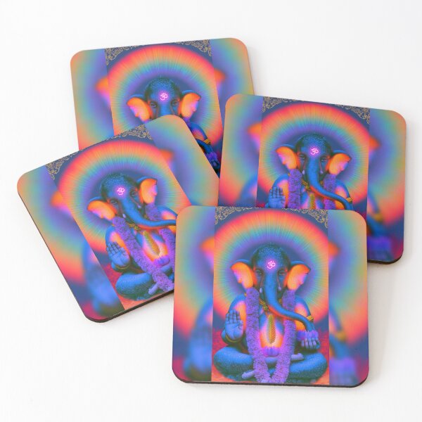 Item preview, Ganesha's Glowing Om Blessing Beneath A Rainbow Halo designed and sold by MongLongStudio.