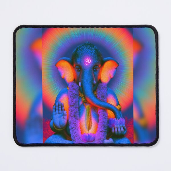 Item preview, Ganesha's Glowing Om Blessing Beneath A Rainbow Halo designed and sold by MongLongStudio.