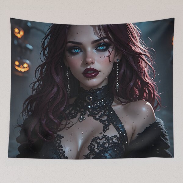 Item preview, Hot Halloween Anime Babe Goth Mommy Waifu Woman designed and sold by Your New Fixation.