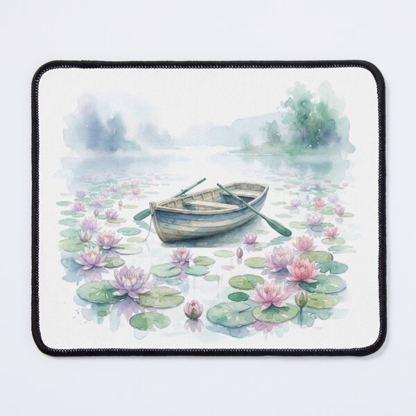 Item preview, Magical Water Lily Pond And Wooden Boat Art designed and sold by bvdesignart.