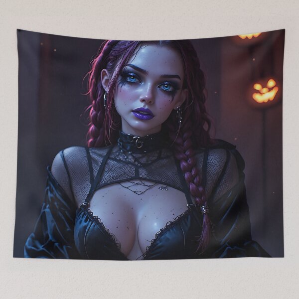Item preview, Hot Halloween Anime Babe Goth Mommy Waifu Woman designed and sold by Your New Fixation.