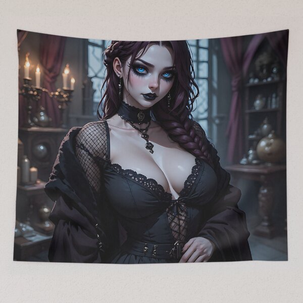 Item preview, Hot Halloween Anime Babe Goth Mommy Waifu Woman designed and sold by Your New Fixation.