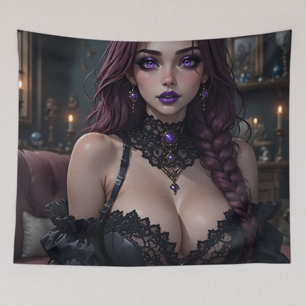 Item preview, Hot Halloween Anime Babe Goth Mommy Waifu Woman designed and sold by Your New Fixation.