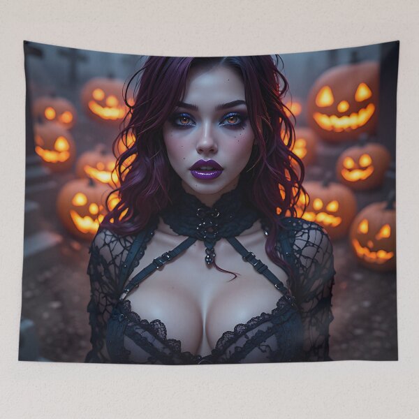 Item preview, Hot Halloween Anime Babe Goth Mommy Waifu Woman designed and sold by Your New Fixation.