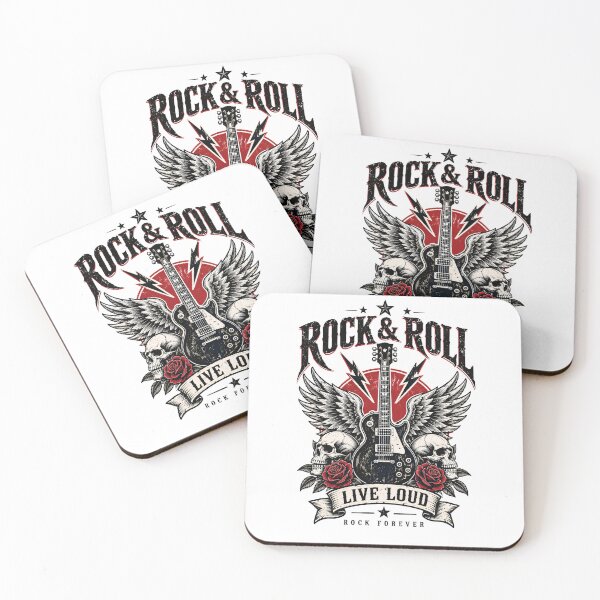 Item preview, Rock N Roll Guitar Wings Skull Vintage Emblem designed and sold by Skyrocketz.
