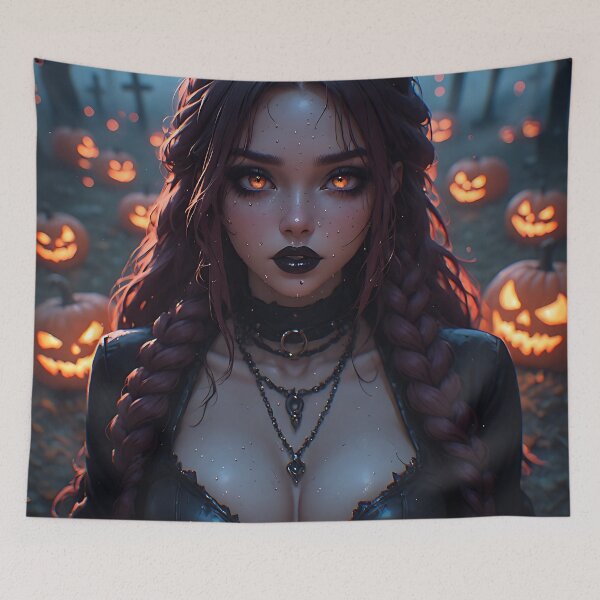 Item preview, Hot Halloween Anime Babe Goth Mommy Waifu Woman designed and sold by Your New Fixation.