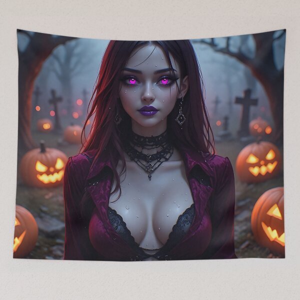 Item preview, Hot Halloween Anime Babe Goth Mommy Waifu Woman designed and sold by Your New Fixation.