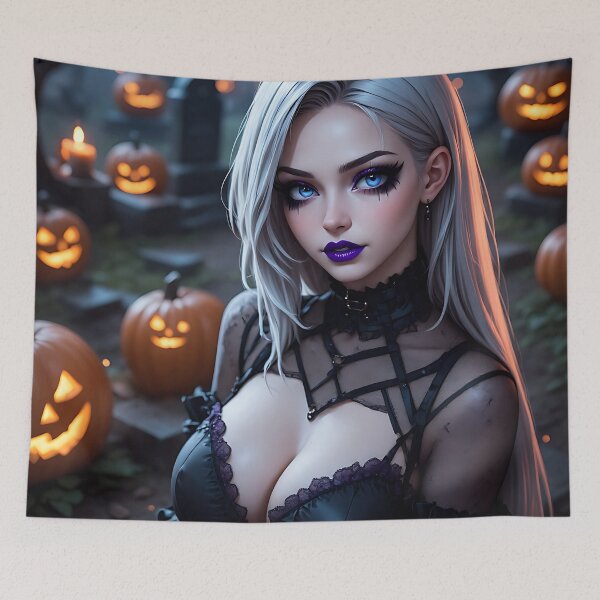 Item preview, Hot Halloween Anime Babe Goth Mommy Waifu Woman designed and sold by Your New Fixation.