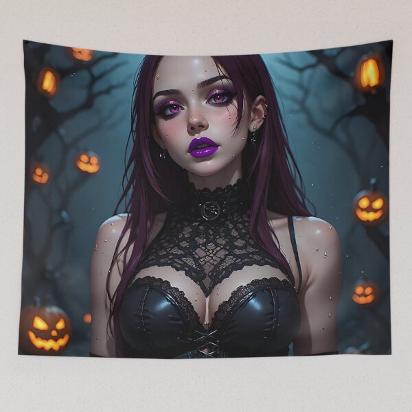 Item preview, Hot Halloween Anime Babe Goth Mommy Waifu Woman designed and sold by Your New Fixation.