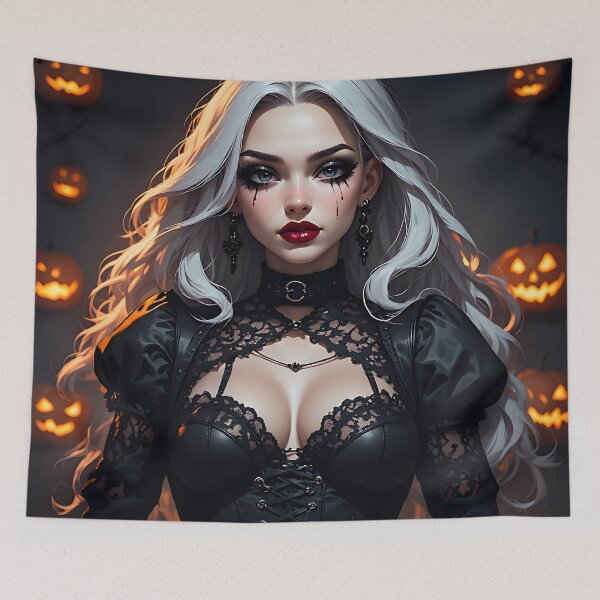Item preview, Hot Halloween Anime Babe Goth Mommy Waifu Woman designed and sold by Your New Fixation.