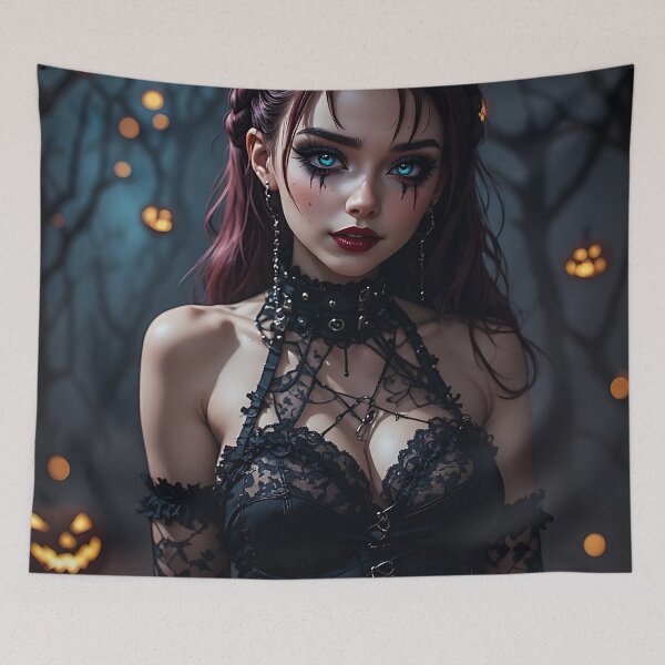 Item preview, Hot Halloween Anime Babe Goth Mommy Waifu Woman designed and sold by Your New Fixation.