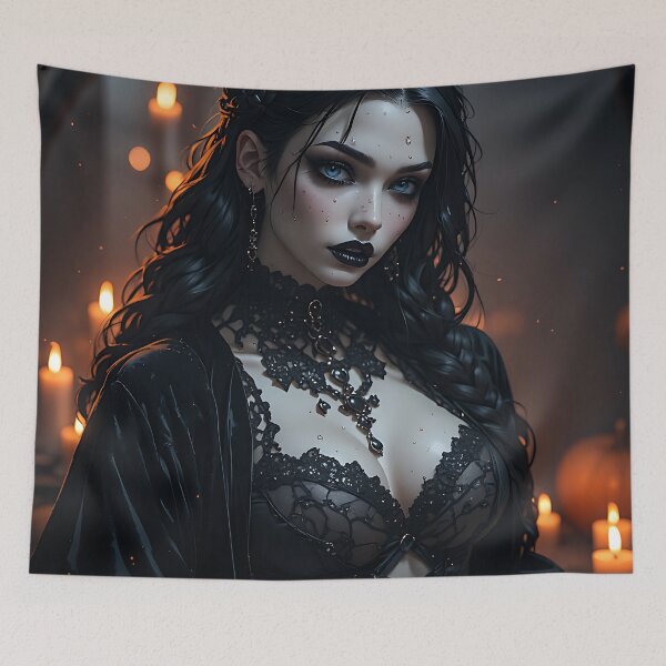 Item preview, Hot Halloween Anime Babe Goth Mommy Waifu Woman designed and sold by Your New Fixation.