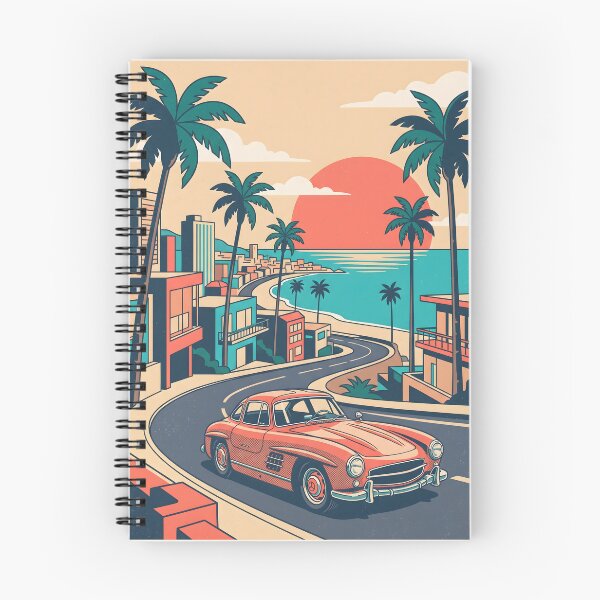 Item preview, Vintage Red Classic Car Driving Through Coastal City – Retro Beach Road Trip Design designed and sold by Sea Gem.
