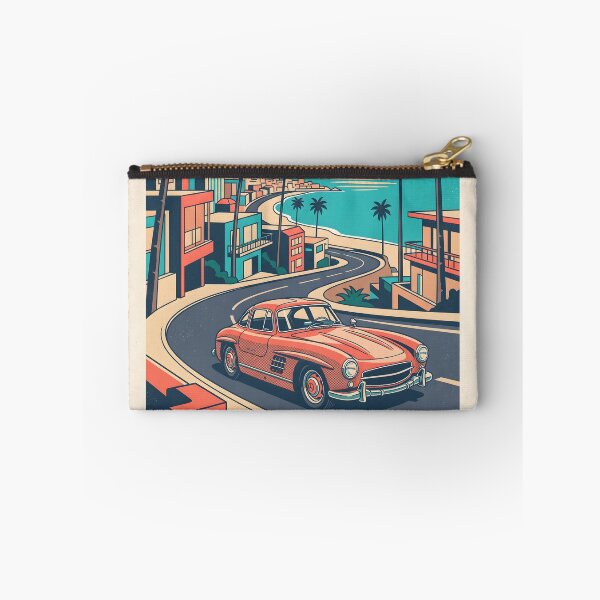 Item preview, Vintage Red Classic Car Driving Through Coastal City – Retro Beach Road Trip Design designed and sold by Sea Gem.