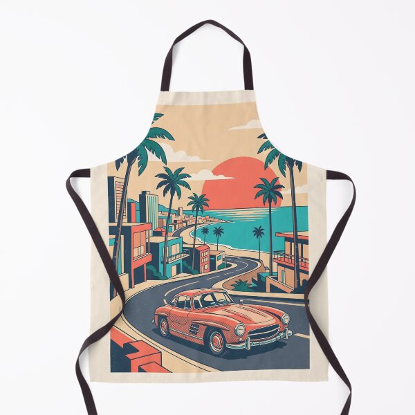 Item preview, Vintage Red Classic Car Driving Through Coastal City – Retro Beach Road Trip Design designed and sold by Sea Gem.