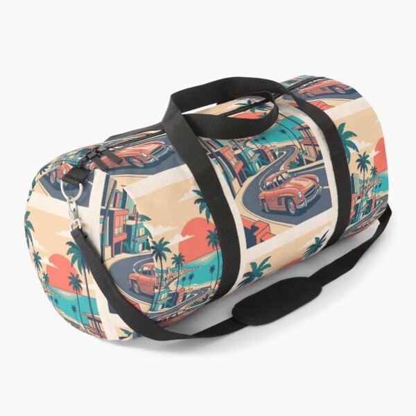 Item preview, Vintage Red Classic Car Driving Through Coastal City – Retro Beach Road Trip Design designed and sold by Sea Gem.
