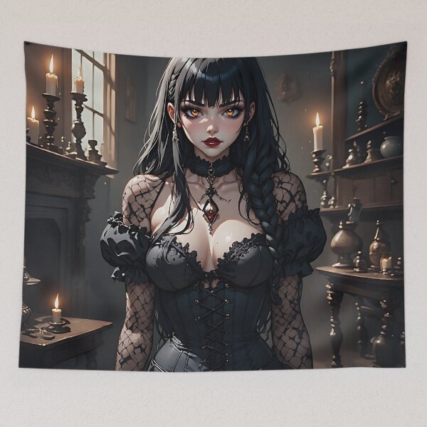 Item preview, Hot Halloween Anime Babe Goth Mommy Waifu Woman designed and sold by Your New Fixation.