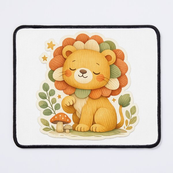 Item preview, Cute Lion Woodland Cottagecore Watercolor Animal Nursery Art designed and sold by inkoutninja.