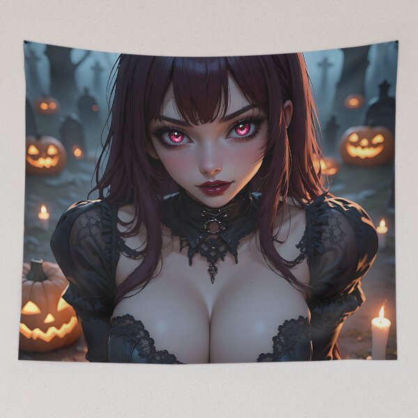 Item preview, Hot Halloween Anime Babe Goth Mommy Waifu Woman designed and sold by Your New Fixation.