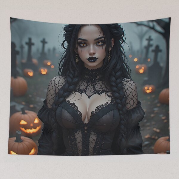 Item preview, Hot Halloween Anime Babe Goth Mommy Waifu Woman designed and sold by Your New Fixation.