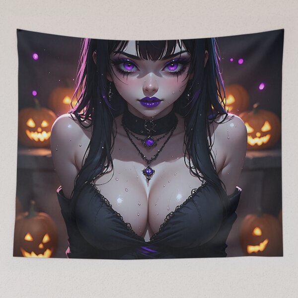 Item preview, Hot Halloween Anime Babe Goth Mommy Waifu Woman designed and sold by Your New Fixation.