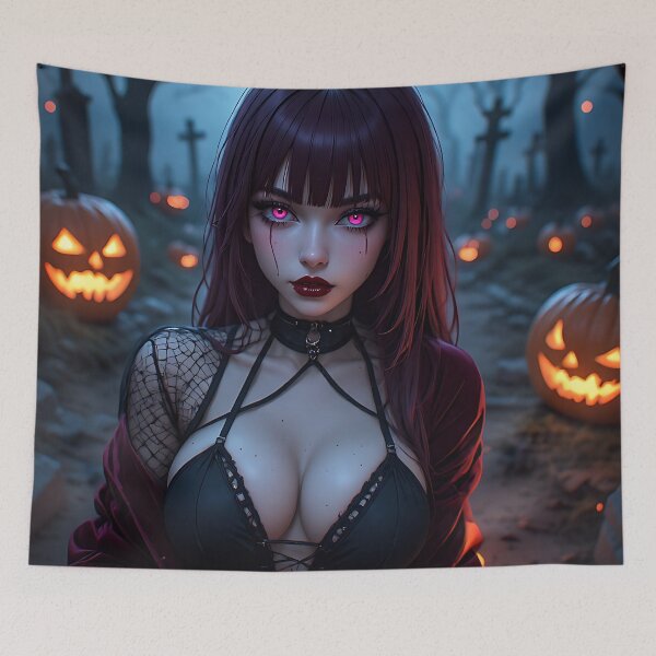 Item preview, Hot Halloween Anime Babe Goth Mommy Waifu Woman designed and sold by Your New Fixation.