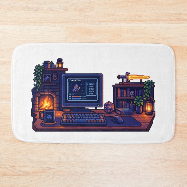 Item preview, Cozy Pixel Art Gamer Desk - DND D20 Sword RPG Computer Graphic designed and sold by VYBEHAUS.