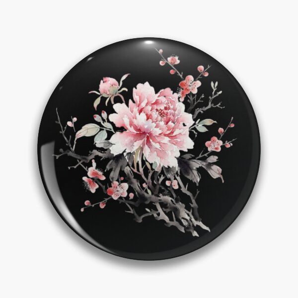 Item preview, Elegant Pink Peony And Plum Blossom Watercolor Art designed and sold by bvdesignart.