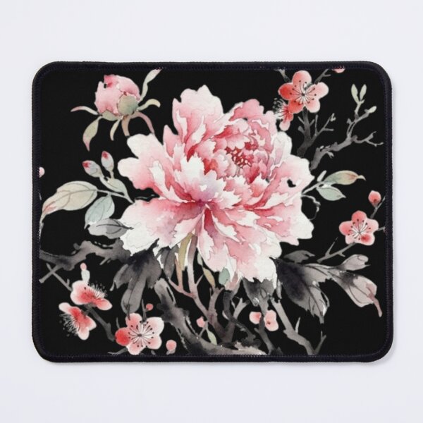 Item preview, Elegant Pink Peony And Plum Blossom Watercolor Art designed and sold by bvdesignart.