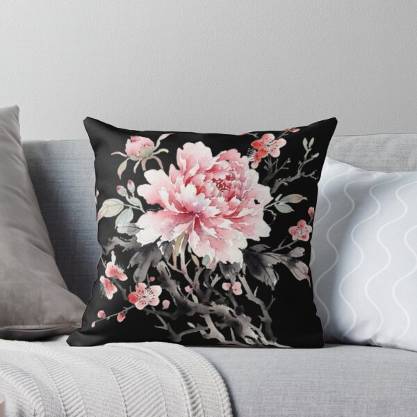 Item preview, Elegant Pink Peony And Plum Blossom Watercolor Art designed and sold by bvdesignart.