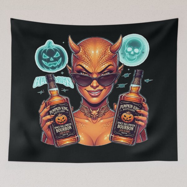 Item preview, Halloween Demon Bourbon Glasses Pumpkin Horns designed and sold by Voodoo Store Paranormal Collections.