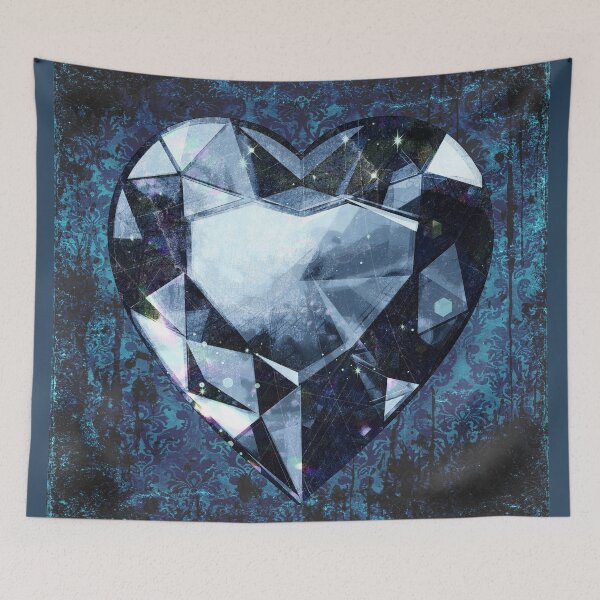 Item preview, Heart-Shaped Faceted Blue Diamond Dark Academia Art designed and sold by Ghoul Enterprises.